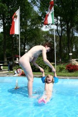 Mother and child in the paddling pool
